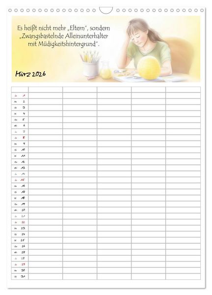 Produktbild: Elternspr&uuml;che Familienplaner (Wandkalender 2026 DIN A3 hoch), CALVENDO Monatskalender