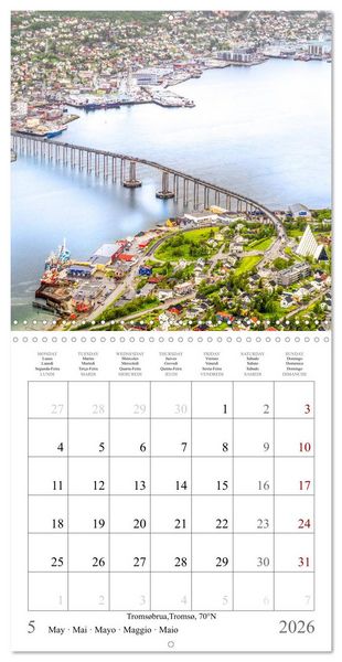 Produktbild: Trondheim, Troms&oslash;, Longyearbyen (Wall Calendar 2026 12 &times; 12 Inch) CALVENDO 12 Month Wall Calendar