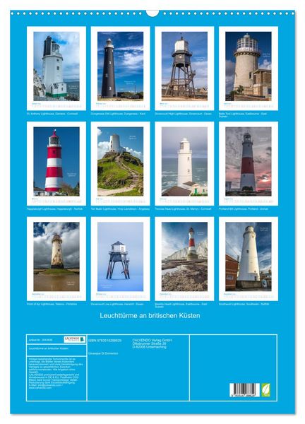 Produktbild: Leuchtt&uuml;rme an britischen K&uuml;sten (Wandkalender 2026 DIN A2 hoch), CALVENDO Monatskalender