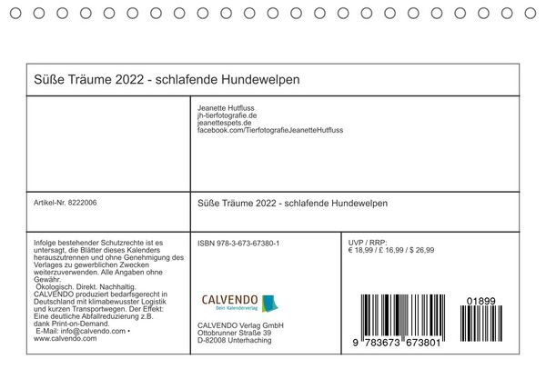 Produktbild: S&uuml;&szlig;e Tr&auml;ume 2022 - schlafende Hundewelpen (Tischkalender 2022 DIN A5 quer)