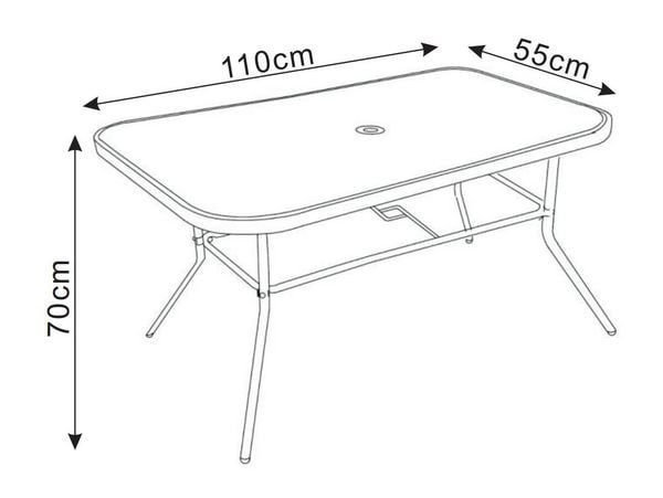 Produktbild: Glas Gartentisch Esstisch Balkontisch 110x55