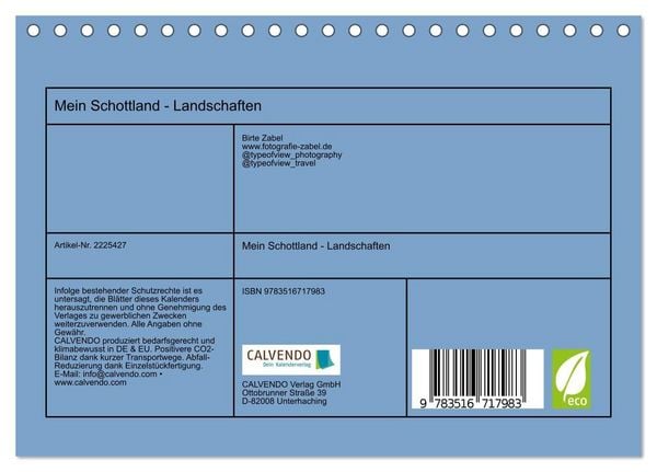 Produktbild: Mein Schottland - Landschaften (Tischkalender 2026 DIN A5 quer), CALVENDO Monatskalender