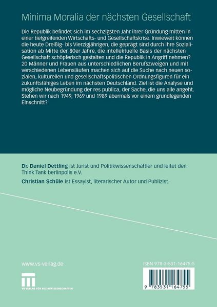 Produktbild: Minima Moralia der n&auml;chsten Gesellschaft