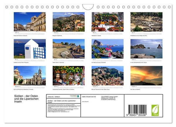 Produktbild: Sizilien - der Osten und die Liparischen Inseln (Wandkalender 2026 DIN A4 quer), CALVENDO Monatskalender