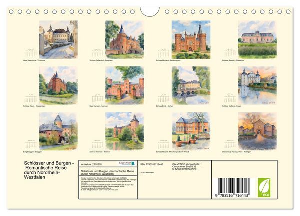 Produktbild: Schl&ouml;sser und Burgen - Romantische Reise durch Nordrhein-Westfalen (Wandkalender 2026 DIN A4 quer), CALVENDO Monatskalender