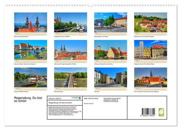 Produktbild: Regensburg. Du bist so sch&ouml;n (hochwertiger Premium Wandkalender 2026 DIN A2 quer), Kunstdruck in Hochglanz