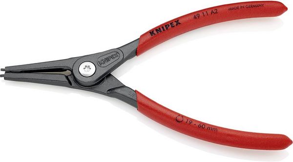 Produktbild: Knipex 49 11 A2 Seegeringzange Passend f&uuml;r (Seegeringzangen) Au&szlig;enringe 19-60 mm Spitzenform (Details) gerade