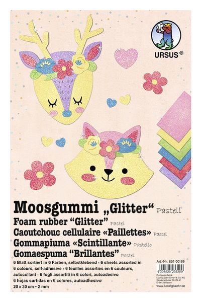 URSUS Non Paper Products Moosgummi Glitter Pastell