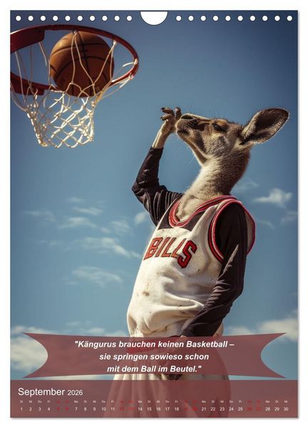 Produktbild: Der tierisch lustige Basketball-Kalender (Wandkalender 2026 DIN A4 hoch), CALVENDO Monatskalender