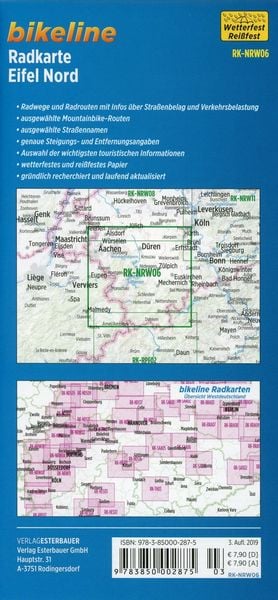 Produktbild: Bikeline Radkarte Eifel Nord Aachen, K&ouml;ln 1 : 75 000