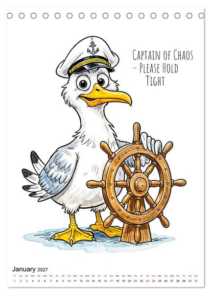 Produktbild: Seagull Shenanigan - A Coastal Year in Feathers (Desk Calendar 2027 DIN A5 portrait), CALVENDO 12 Month DeskCalendar