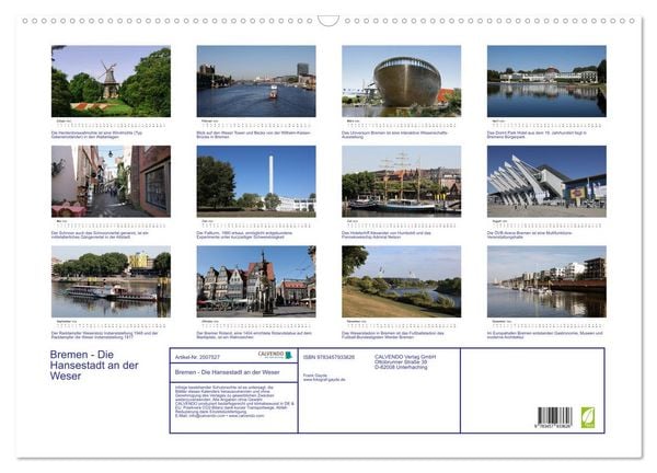 Produktbild: Bremen - Die Hansestadt an der Weser (Wandkalender 2026 DIN A2 quer), CALVENDO Monatskalender