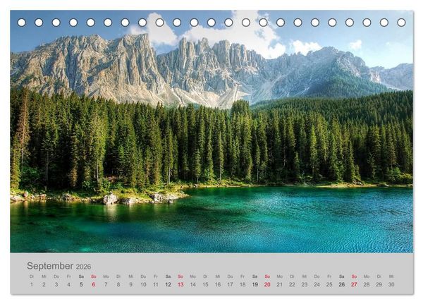 Produktbild: Traumkulissen in den Dolomiten (Tischkalender 2026 DIN A5 quer), CALVENDO Monatskalender