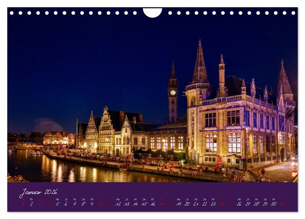 Produktbild: Br&uuml;gge und Gent im Zwielicht (Wandkalender 2026 DIN A4 quer), CALVENDO Monatskalender