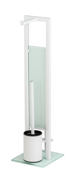 Produktbild: Stand WC-Garnitur Mod. Rivalta Wei&szlig;, integrierter Toilettenpapierhalter und WC-B&uuml;rstenhalter