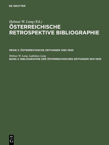 Produktbild: Bibliographie der &ouml;sterreichischen Zeitungen 1621-1945