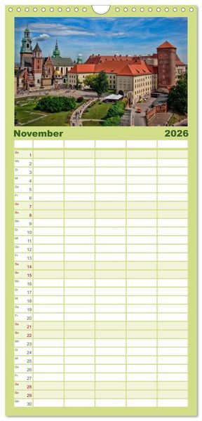 Produktbild: Familienplaner 2026 - Krakau - das polnische Florenz mit 5 Spalten (Wandkalender, 21 x 45 cm) CALVENDO