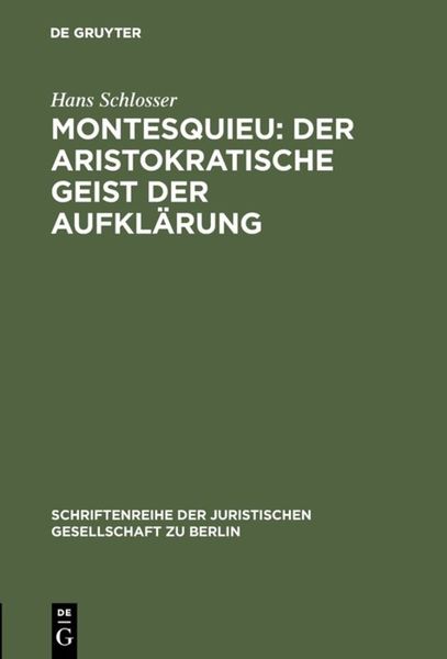 Produktbild: Montesquieu: Der aristokratische Geist der Aufkl&auml;rung