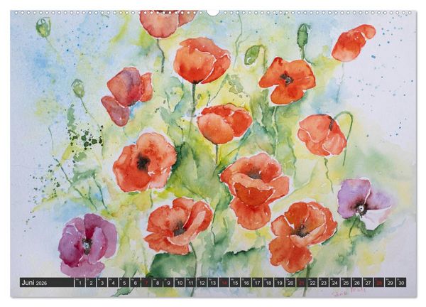 Produktbild: Blumenbilder in Aquarell (Wandkalender 2026 DIN A2 quer), CALVENDO Monatskalender
