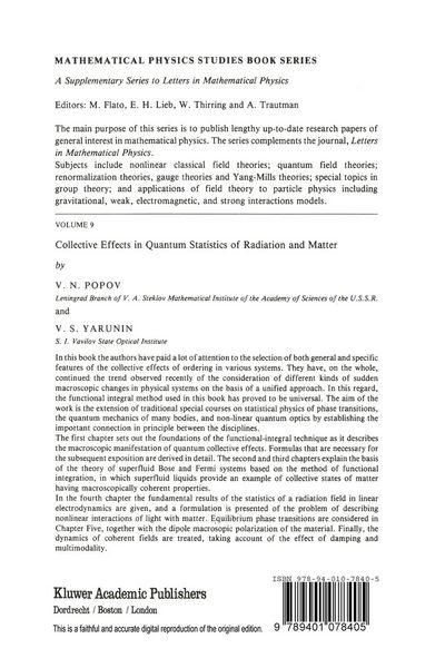 Produktbild: Collective Effects in Quantum Statistics of Radiation and Matter