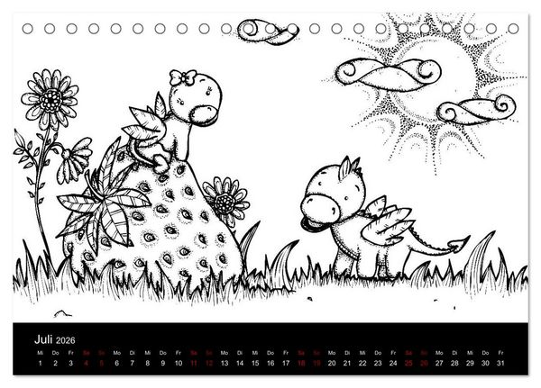 Produktbild: Bezaubernde Mini-Monster - Ein Ausmal-Kalender (Tischkalender 2026 DIN A5 quer), CALVENDO Monatskalender