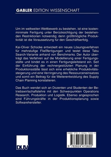 Produktbild: Maschinenbelegungsplanung mehrstufiger Fließfertigungen