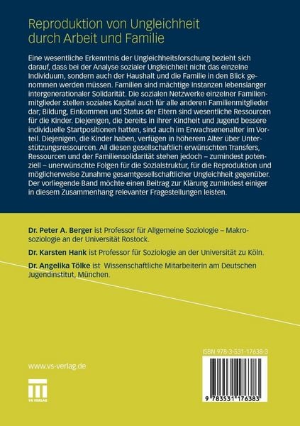 Produktbild: Reproduktion von Ungleichheit durch Arbeit und Familie