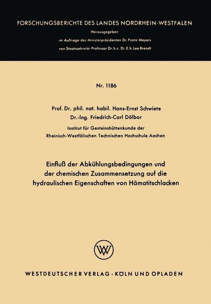 Produktbild: Einflu&szlig; der Abk&uuml;hlungsbedingungen und der chemischen Zusammensetzung auf die hydraulischen Eigenschaften von H&auml;matitschlacken