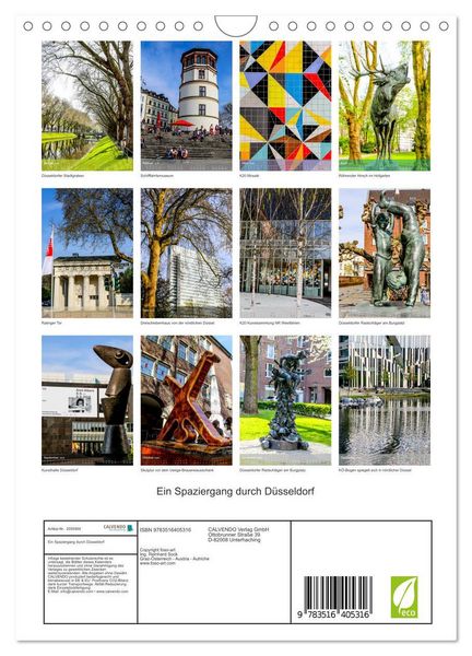 Produktbild: Ein Spaziergang durch D&uuml;sseldorf (Wandkalender 2026 DIN A4 hoch), CALVENDO Monatskalender