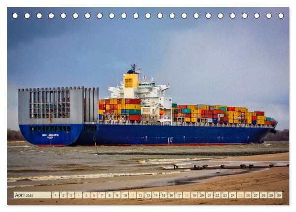 Produktbild: Containerschiffe auf der Elbe (Tischkalender 2026 DIN A5 quer), CALVENDO Monatskalender