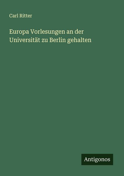 Produktbild: Europa Vorlesungen an der Universit&auml;t zu Berlin gehalten
