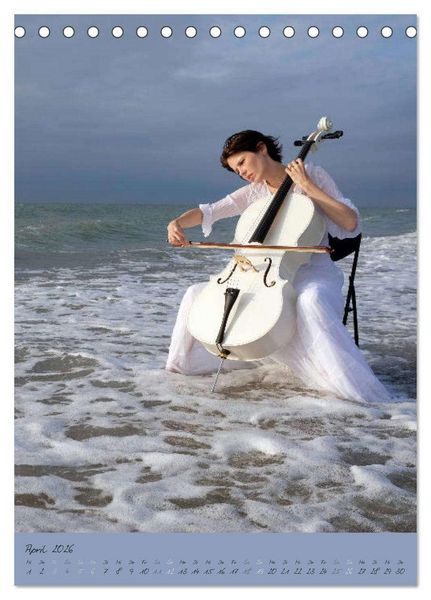Produktbild: Wei&szlig;es Cello auf Reisen (Tischkalender 2026 DIN A5 hoch), CALVENDO Monatskalender