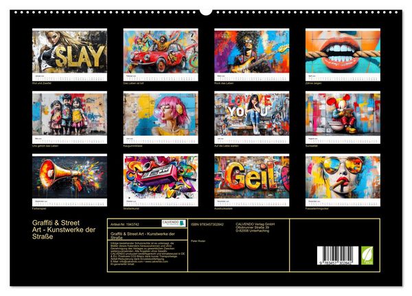 Produktbild: Graffiti & Street Art - Kunstwerke der Stra&szlig;e (hochwertiger Premium Wandkalender 2026 DIN A2 quer), Kunstdruck in Hochglanz