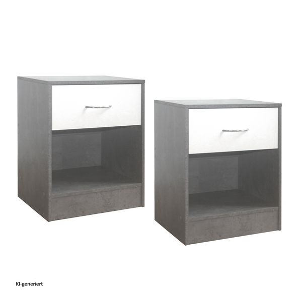 Produktbild: HTI-Living Nachtschrank 2er Set Thekla Beton/Wei&szlig; Nachtschrank 2er Set Thekla Beton/Wei&szlig;