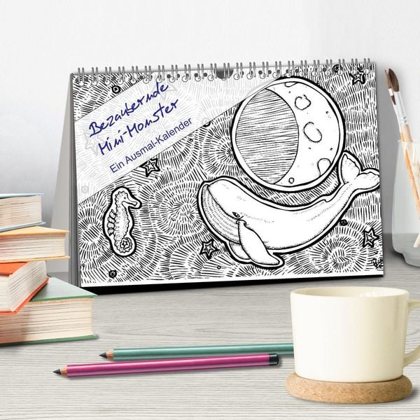 Produktbild: Bezaubernde Mini-Monster - Ein Ausmal-Kalender (Tischkalender 2026 DIN A5 quer), CALVENDO Monatskalender