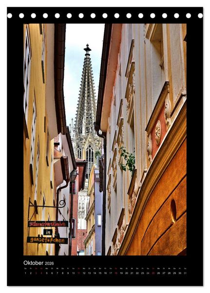 Produktbild: Gassen und T&uuml;rme in Regensburg (Tischkalender 2026 DIN A5 hoch), CALVENDO Monatskalender