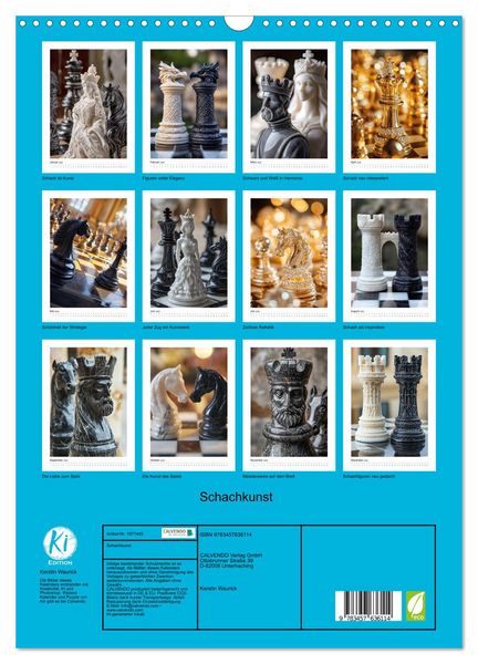 Produktbild: Schachkunst (Wandkalender 2026 DIN A3 hoch), CALVENDO Monatskalender