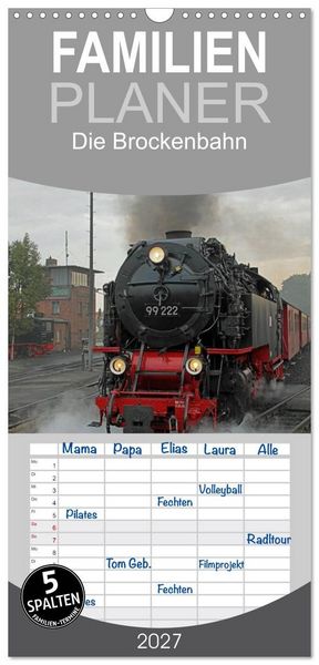 Produktbild: Familienplaner 2027 - Die Brockenbahn mit 5 Spalten (Wandkalender, 21 x 45 cm) CALVENDO