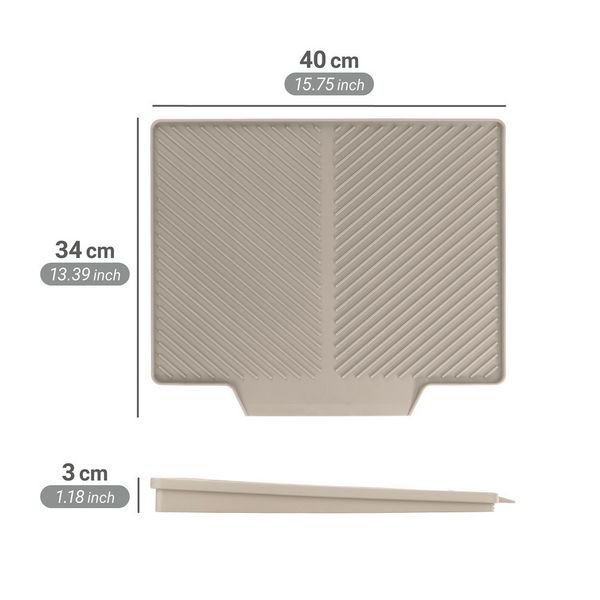 Produktbild: Abtropfmatte Mod. Nelia, beige, Kunststoff, 34x40x3 cm, geneigte Fl&auml;che f&uuml;r Wasserablauf