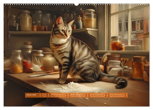 Produktbild: Nostalgische Samtpfoten (hochwertiger Premium Wandkalender 2026 DIN A2 quer), Kunstdruck in Hochglanz
