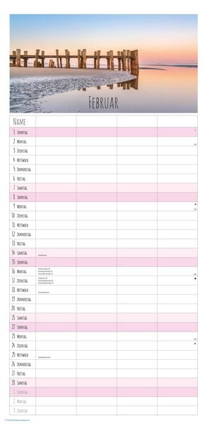 Produktbild: Familienplaner Seeblick 2026 - Familien-Timer 22x45 cm - mit Ferienterminen - 4 Spalten - Wand-Planer - mit vielen Zusatzinformationen - Alpha Edition