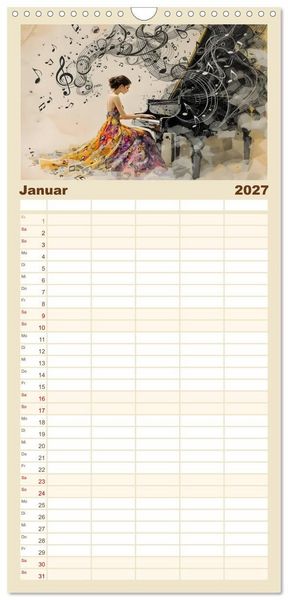 Produktbild: Familienplaner 2027 - Piano der Tr&auml;ume mit 5 Spalten (Wandkalender, 21 x 45 cm) CALVENDO