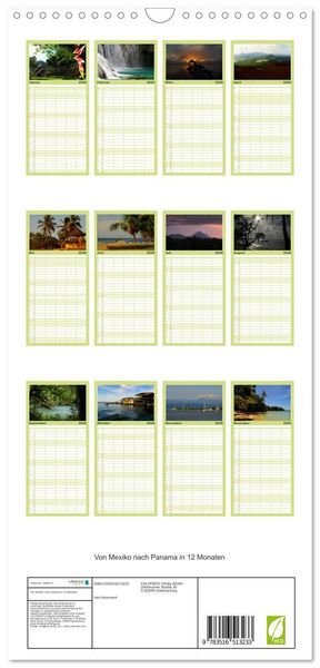 Produktbild: Familienplaner 2026 - Von Mexiko nach Panama in 12 Monaten mit 5 Spalten (Wandkalender, 21 x 45 cm) CALVENDO
