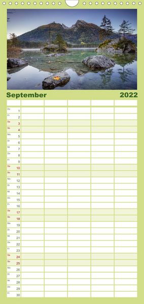 Produktbild: Familienplaner Meine Sicht der Alpen (Wandkalender 2022 , 21 cm x 45 cm, hoch)