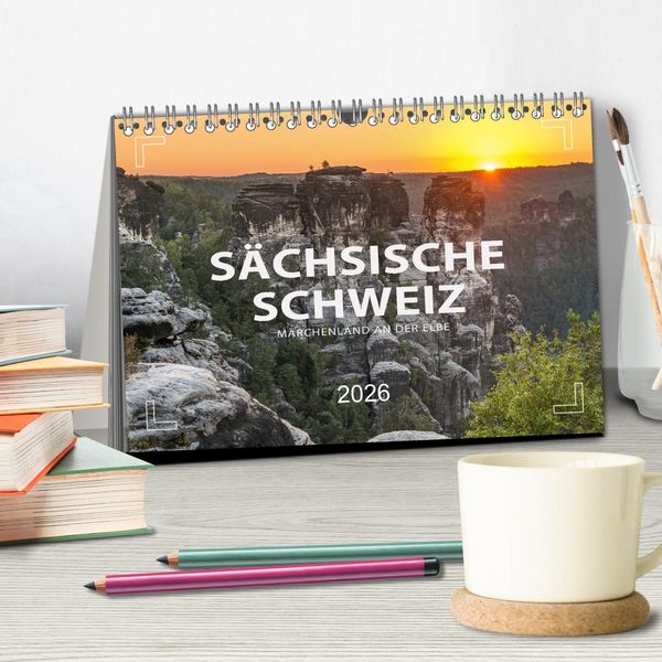 Produktbild: S&Auml;CHSISCHE SCHWEIZ - M&auml;rchenland an der Elbe (Tischkalender 2026 DIN A5 quer), CALVENDO Monatskalender