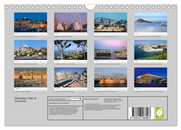 Produktbild: Marseille C&ocirc;te et Corniche (Calendrier mural 2026 DIN A4 vertical), CALVENDO calendrier mensuel