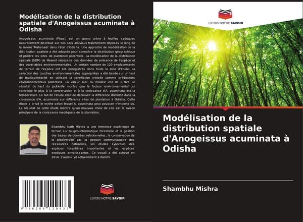 Produktbild: Mod&eacute;lisation de la distribution spatiale d'Anogeissus acuminata &agrave; Odisha