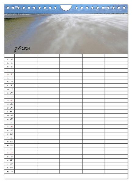 Produktbild: Urlaubsparadies Amrum / Familienplaner (Wandkalender 2026 DIN A4 hoch), CALVENDO Monatskalender
