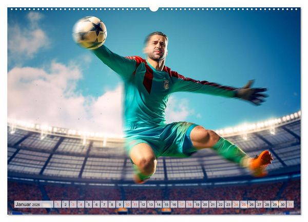Produktbild: Fussball - Tormann in Aktion (hochwertiger Premium Wandkalender 2026 DIN A2 quer), Kunstdruck in Hochglanz