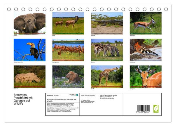 Produktbild: Botswana- Pirschfahrt mit Garantie auf Wildlife (Tischkalender 2026 DIN A5 quer), CALVENDO Monatskalender